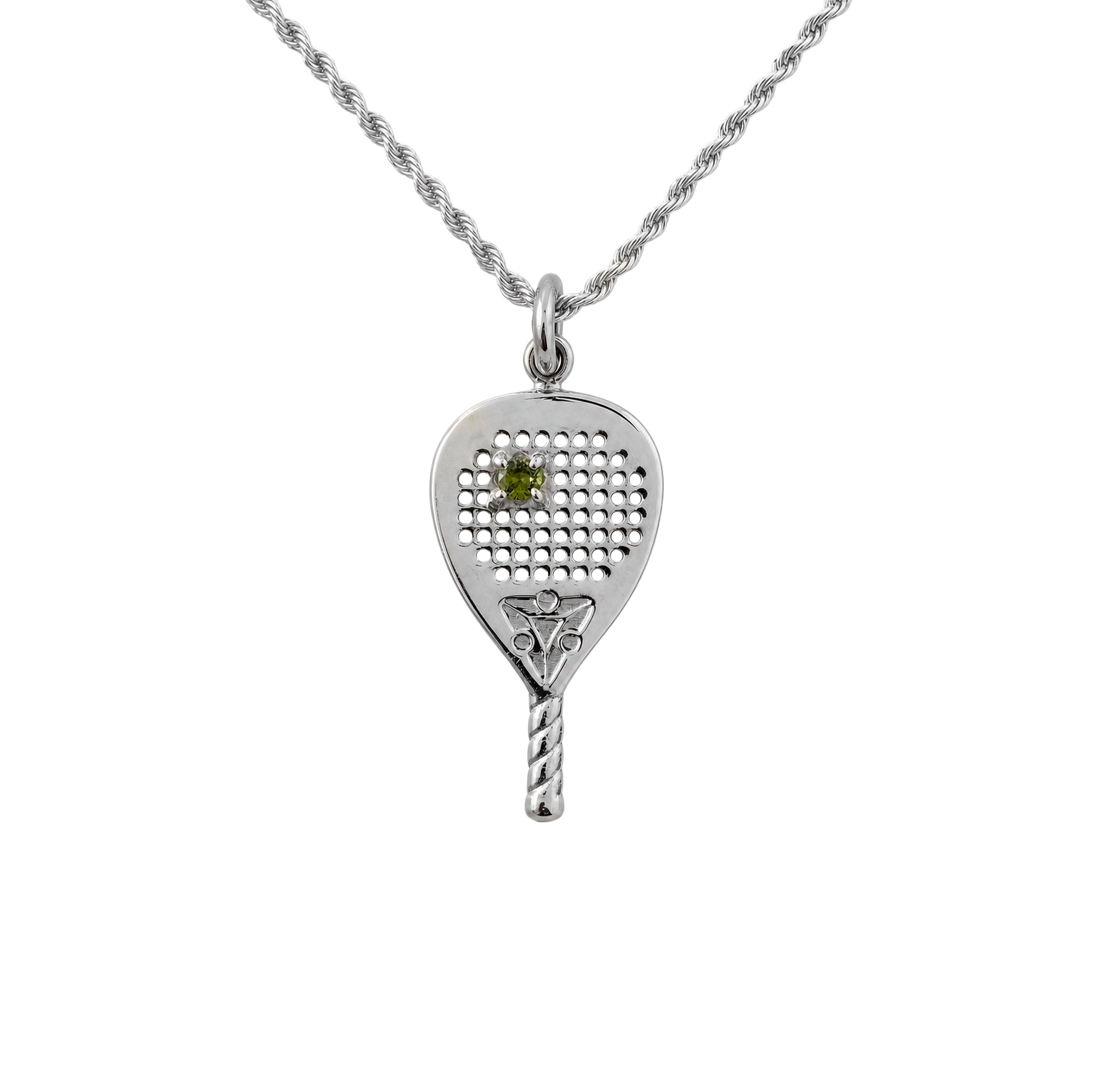 Dije Pala Padel Zirconia + Cadena de Plata