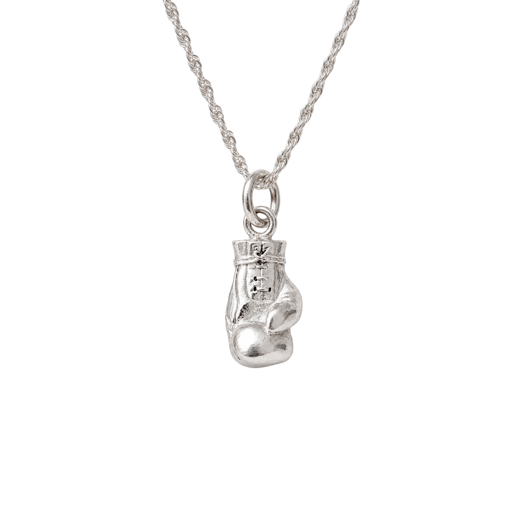 Dije Guante de Box + Cadena de Plata