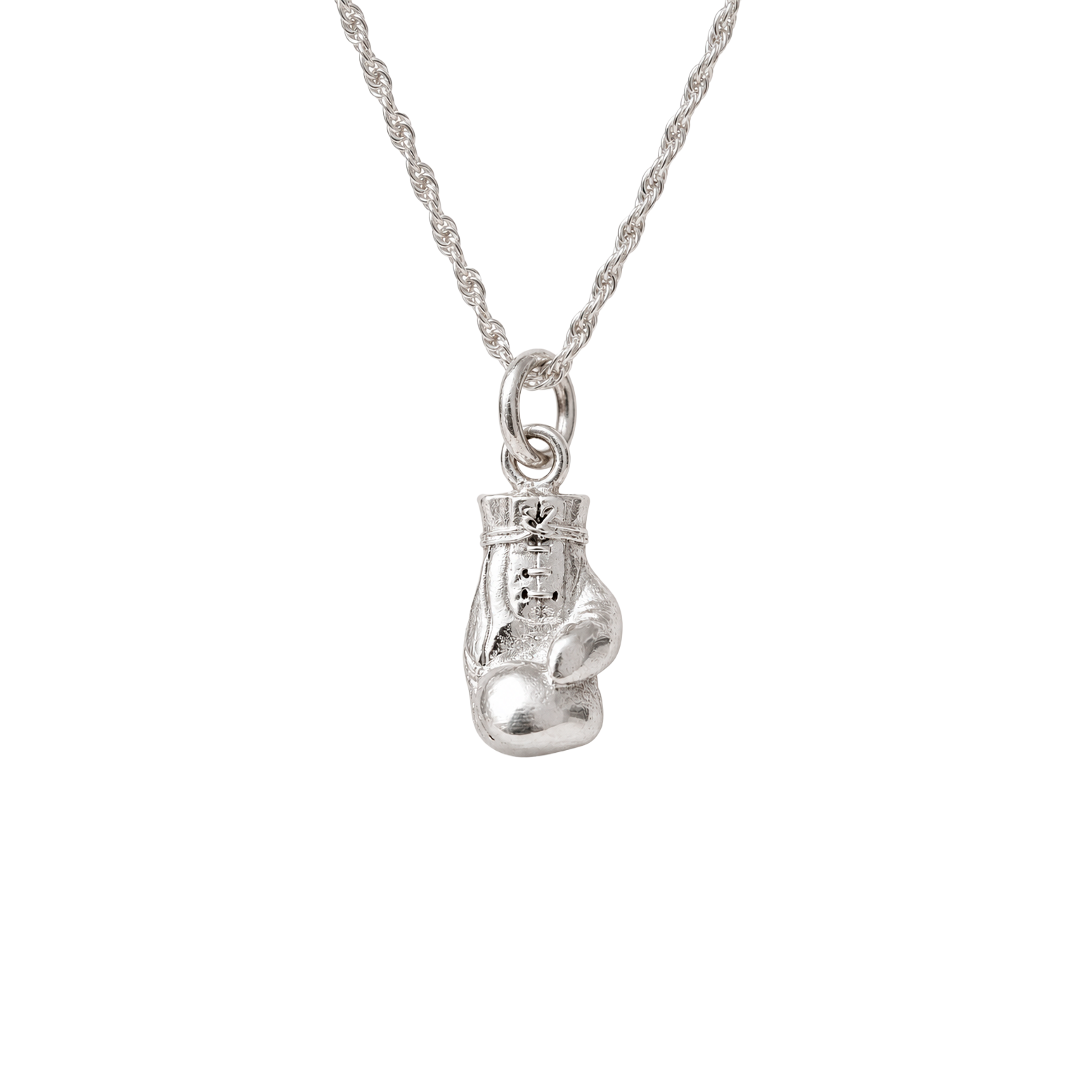 Dije Guante de Box + Cadena de Plata