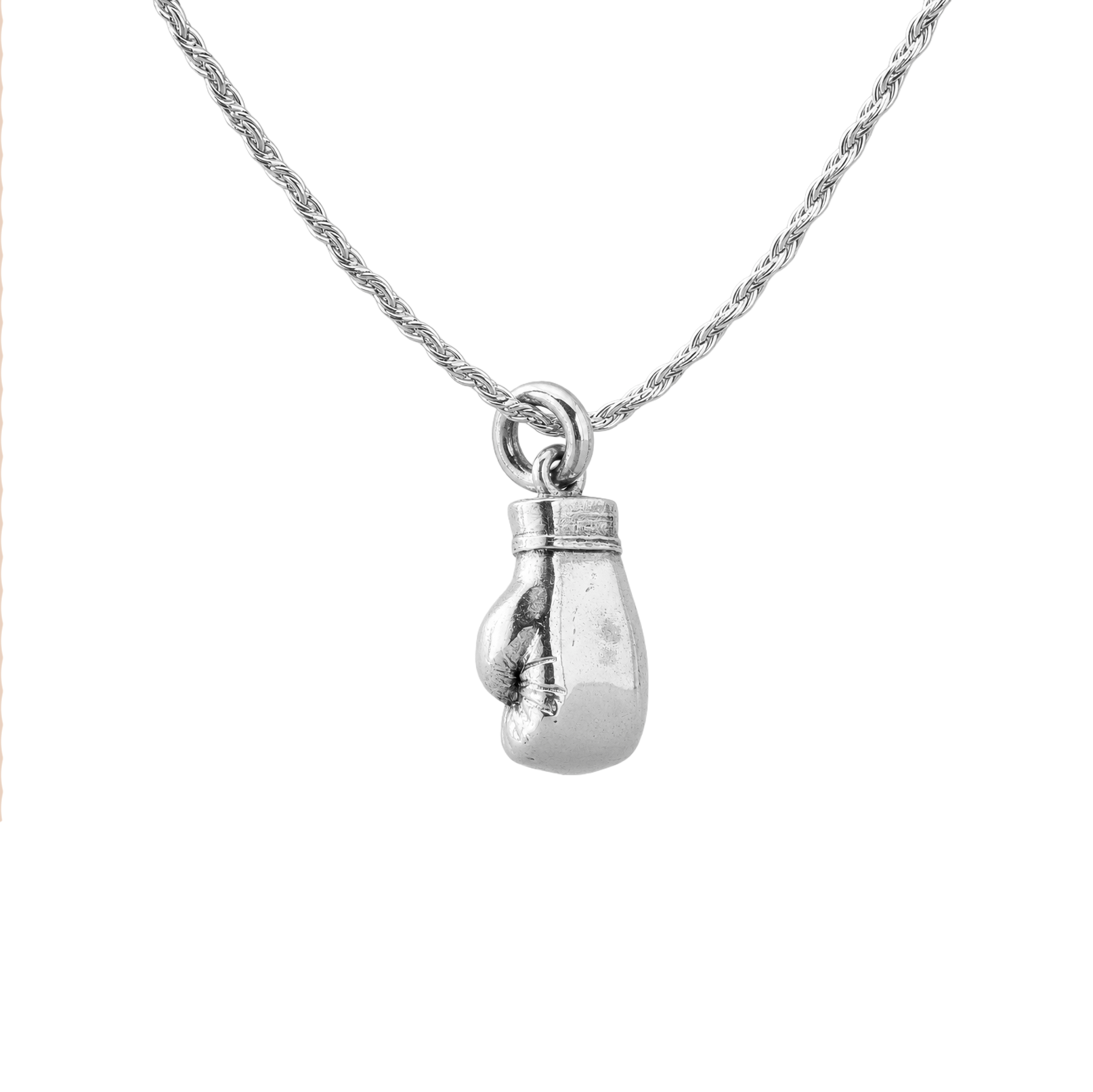 Dije Guante de Box + Cadena de Plata