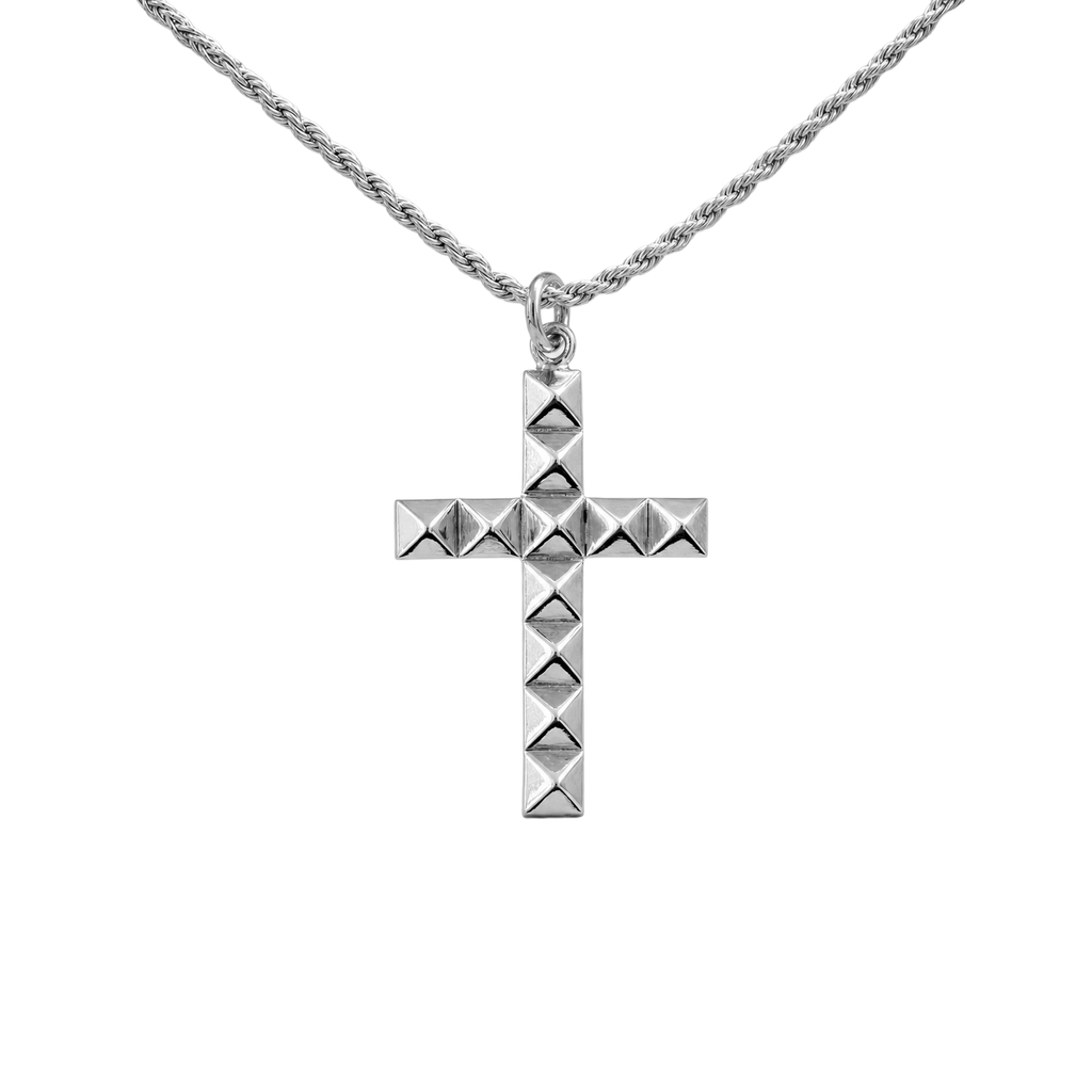 Dije Cruz Grande Piramides + Cadena de Plata