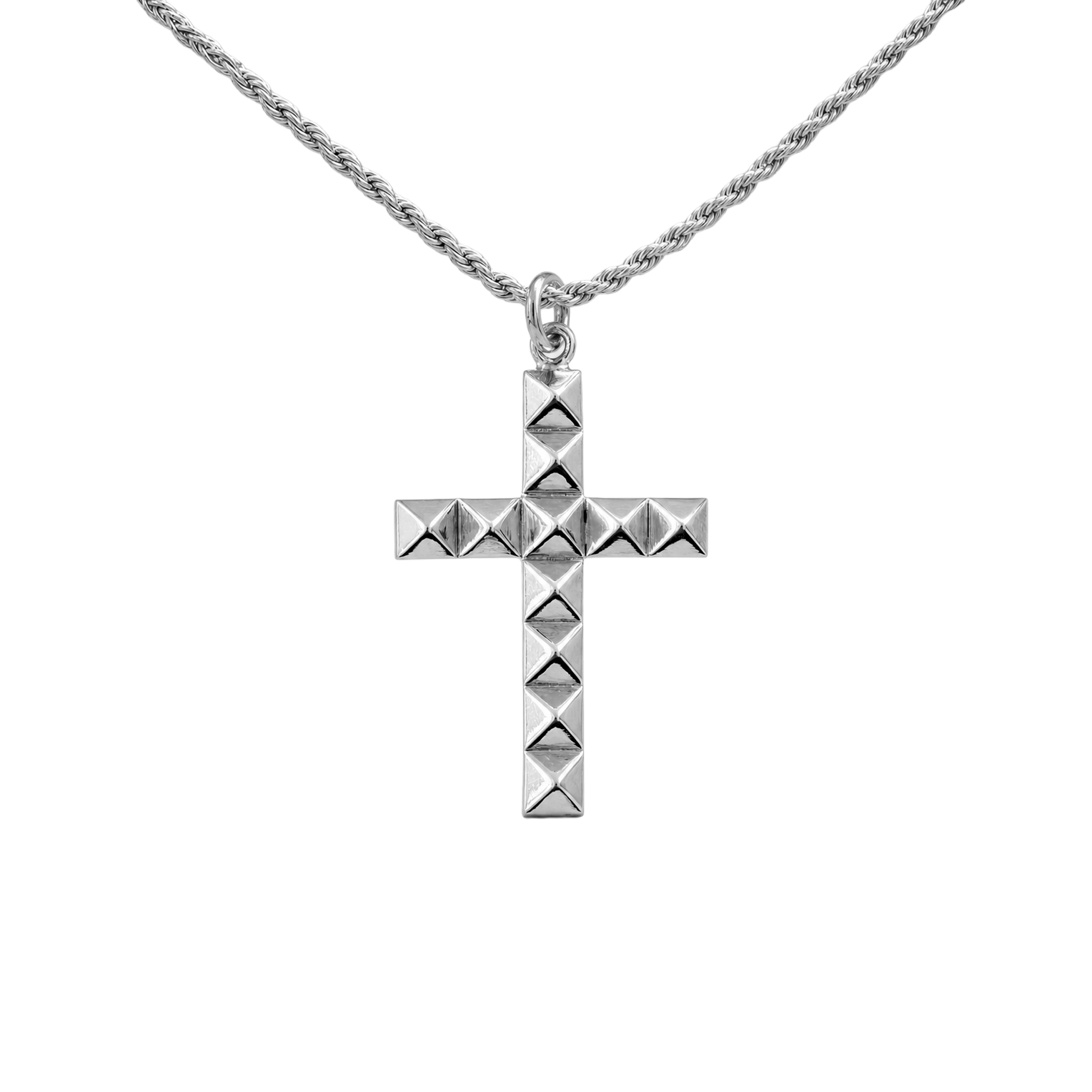 Dije Cruz Grande Piramides + Cadena de Plata