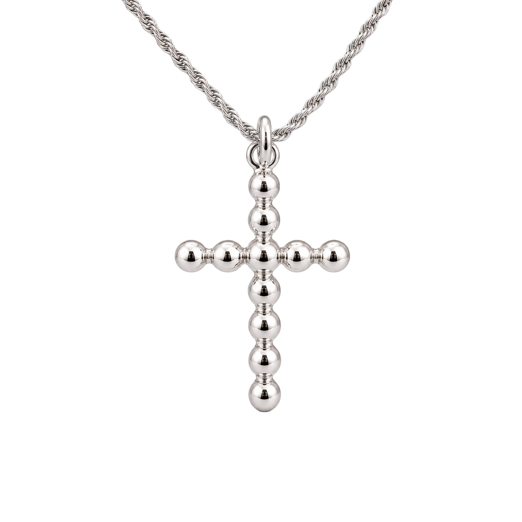 Dije Cruz Esferas + Cadena de Plata