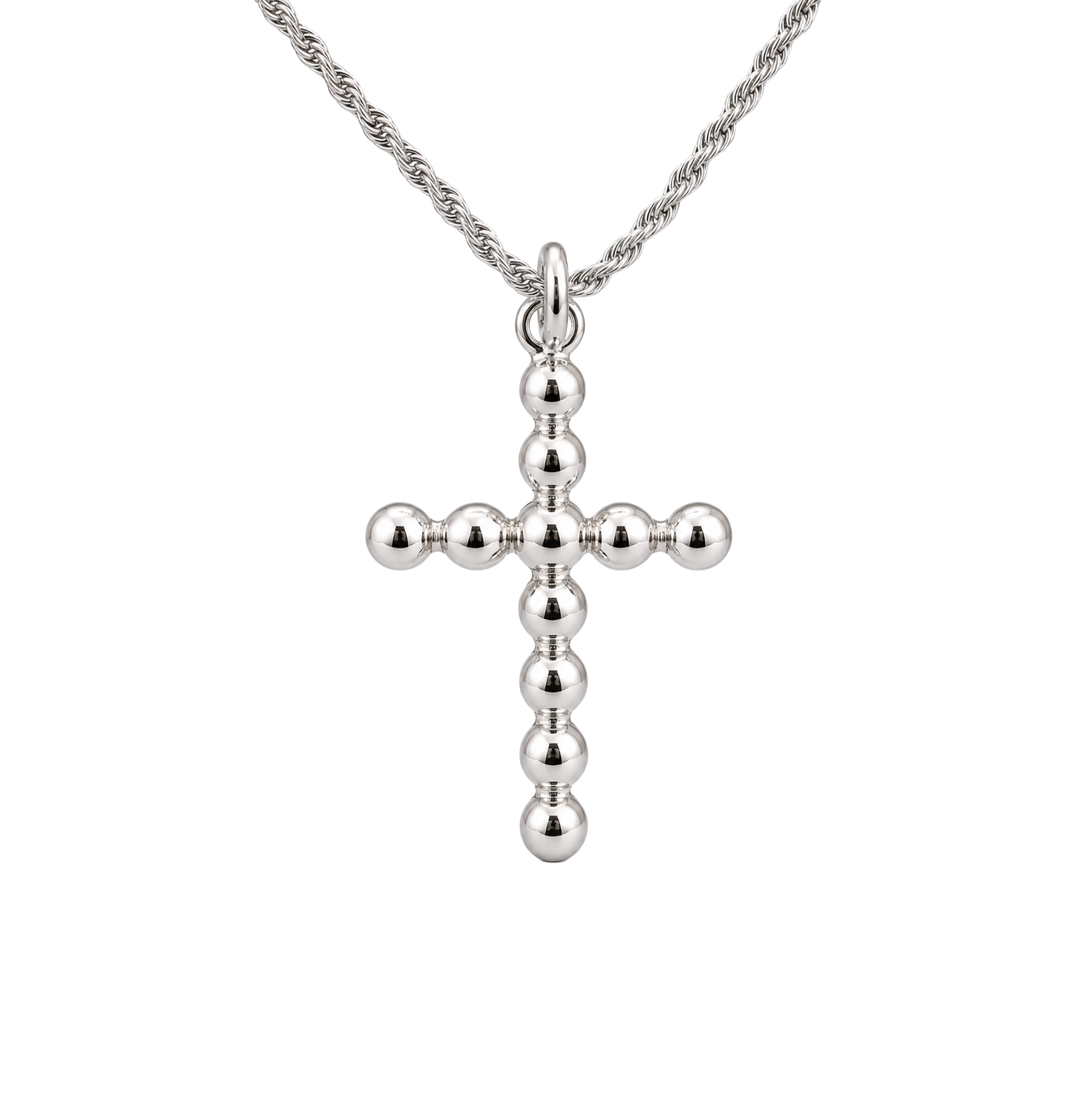 Dije Cruz Esferas + Cadena de Plata