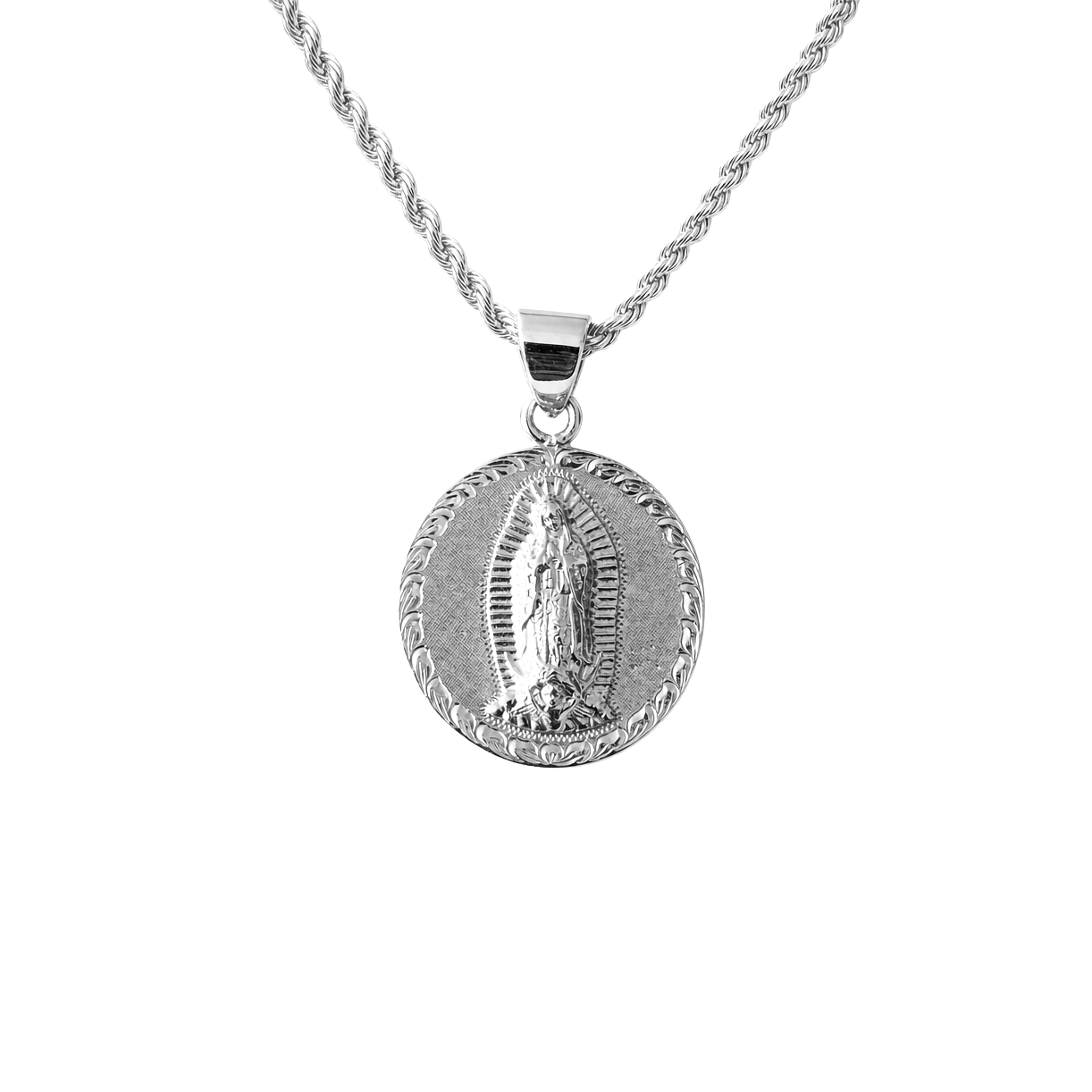 Dije Virgen Mediano + Cadena de Plata