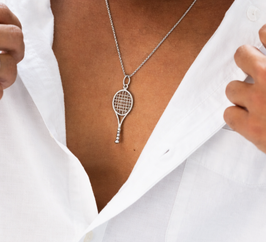 Dije Raqueta de Tenis + Cadena de Plata