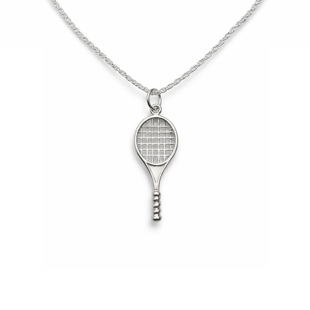 Dije Raqueta de Tenis + Cadena de Plata